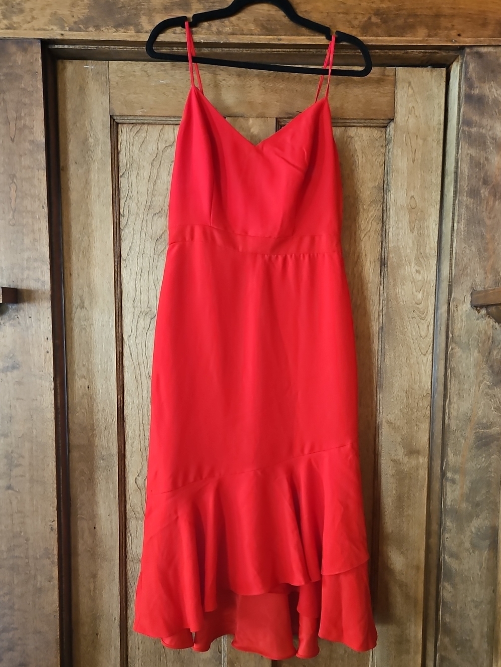 Banana Republic Red Spaghetti-Strap High-Low Ruffle Dress size 4 Tall